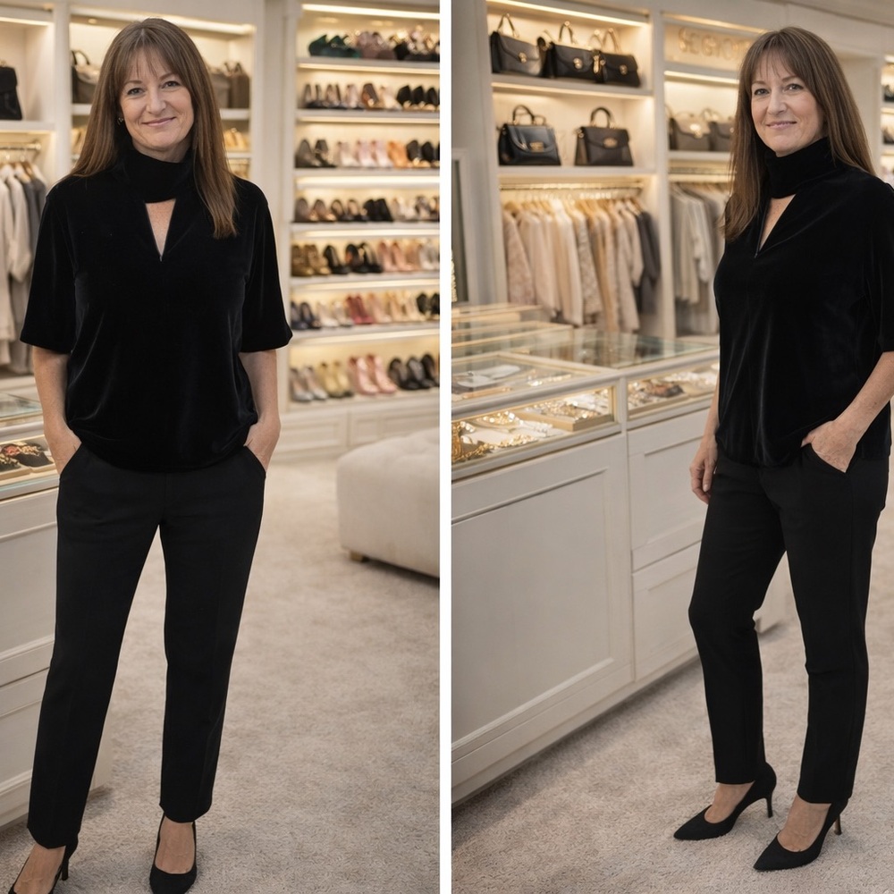 Theory Black V-Neck Top
